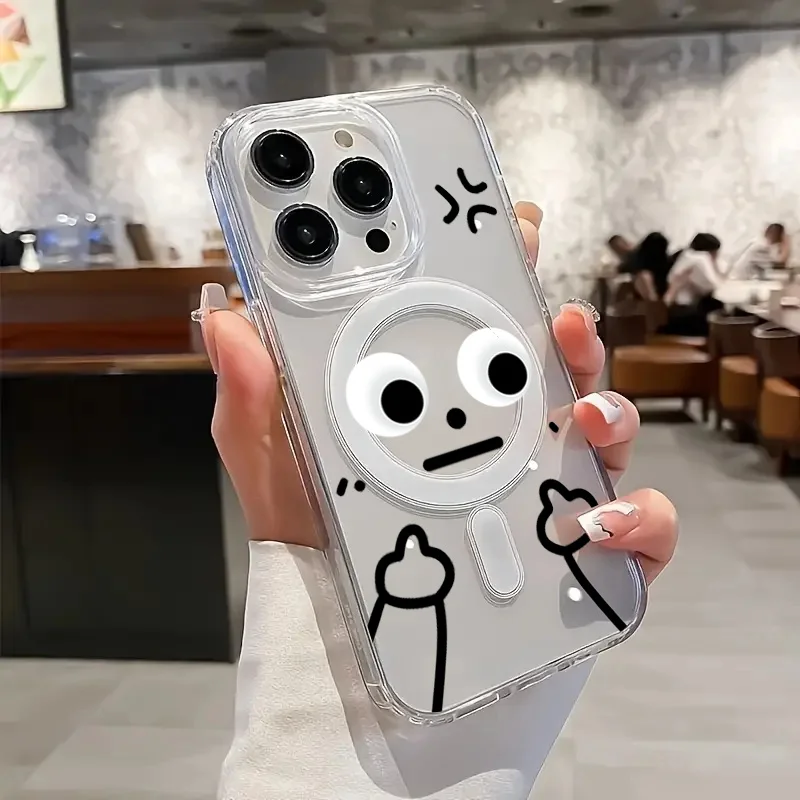 Transparent Magnetic Phone Case with Matchstick Design - Clear and Stylish Protection
