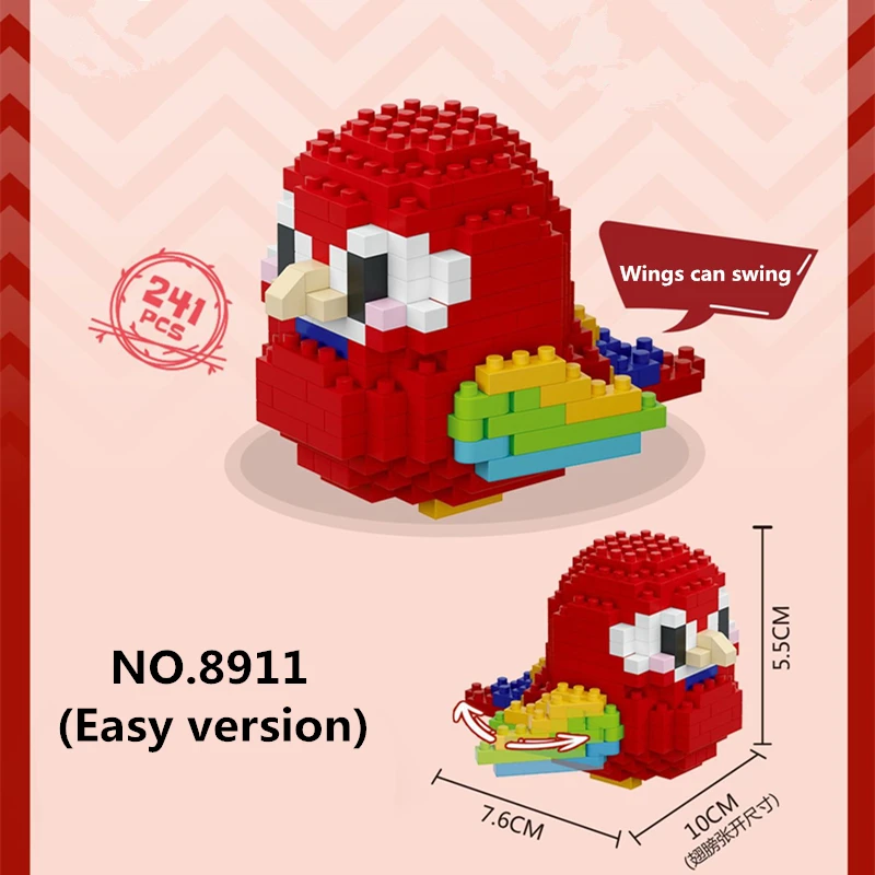 HJPLPXH Set di mini blocchi da costruzione per pappagalli, regalo di compleanno per bambini, kit di modellini di animali, mini mattoncini e uccelli, giocattoli per bambini (6 scatole