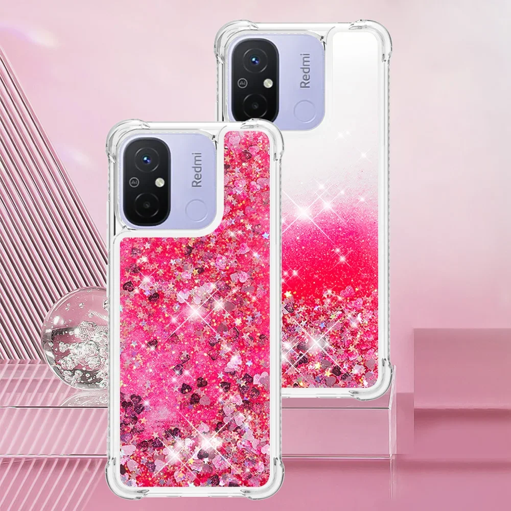 Sparkling Liquid Quicksand Phone Case with Clear Dynamic Glitter Design