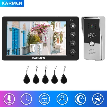 Wired Video Intercom for Home Outdoor Door Phone with Screen 7 Inch Monitor Street Doorbell  RFID Call Panel Open Electric Lock 1