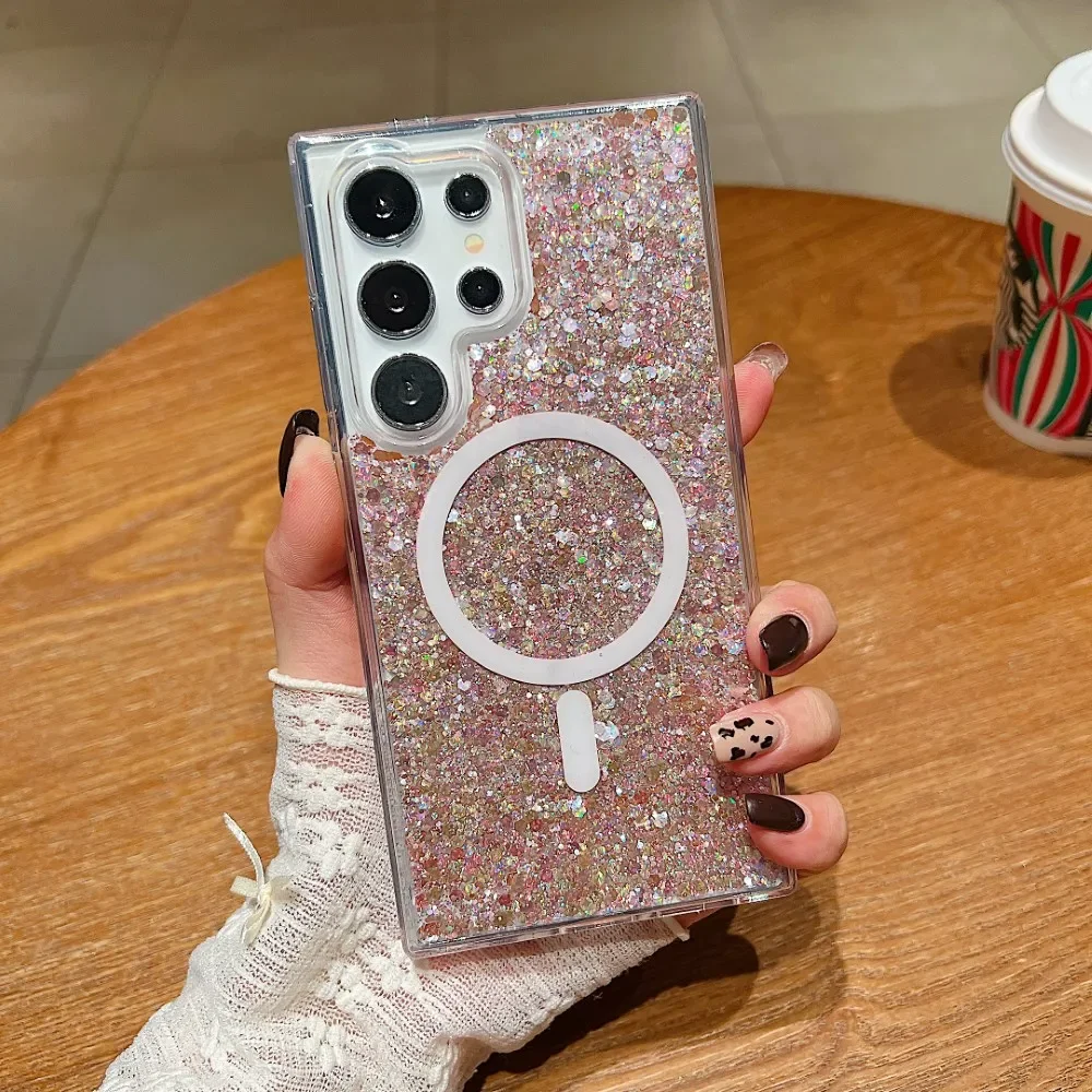 Bling Glitter Shockproof Hard Back Phone Case with MagSafe Technology