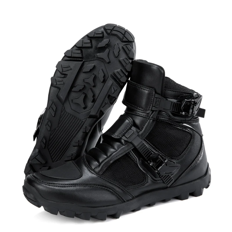 Vintage Motorcyclist Boot Retro Men's Sneakers Motorcycle Biker Boots Leather Motocross Riding Shoes Safety Motorcycle Equipment