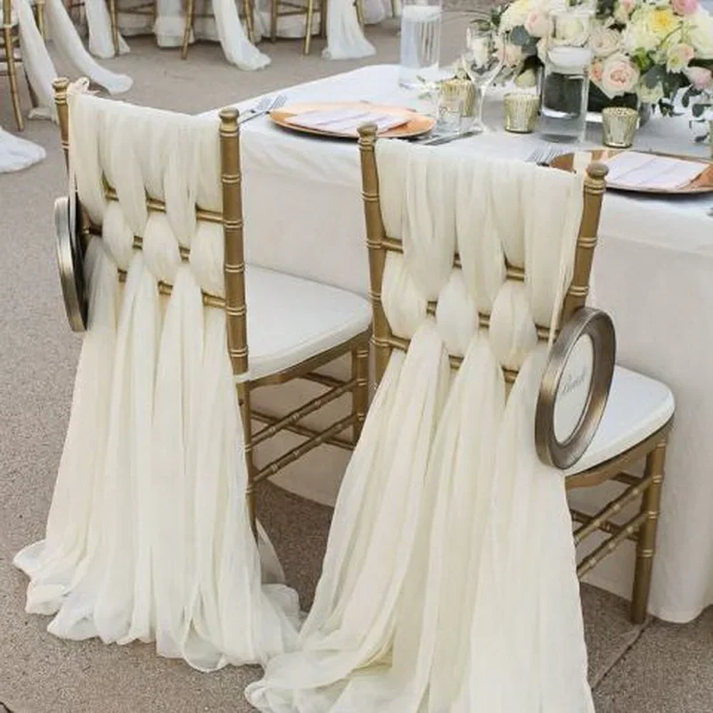 Description Picture 5 of item5pcs Chiffon Table Runner Gauze Vintage for Romantic Wedding Chair Sashes Arch Birthday Party Baby shower Valentine's Day Decor