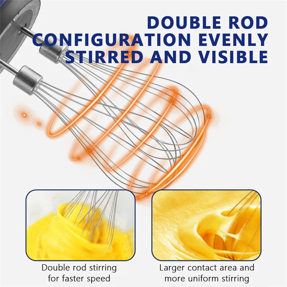 Egg Beater Food Mixer Electric Whisk Handheld Electric Whisk Electric Blender Wireless Electric Food Mixer Portable 3 Speeds Double Stick Egg Beater Baking Dough Cake Cream Mixer Kitchen Tools