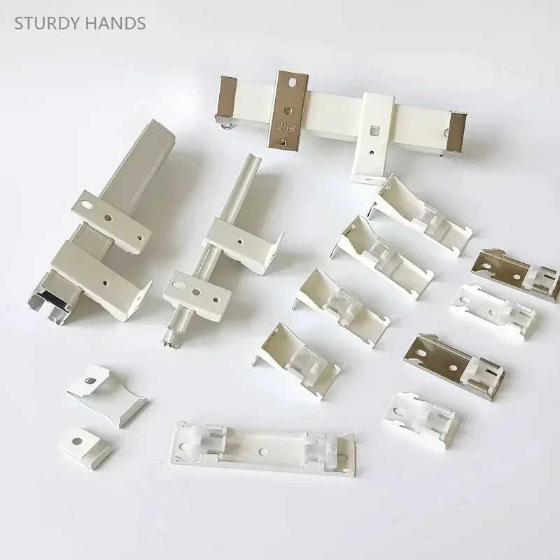 Curtain Rod Curtain Clip 4PCS Iron Track Installation Accessories Old-fashioned Curtain Rod Side Mounted Top Mounted Wall Code Track Bracket Fixing Clip