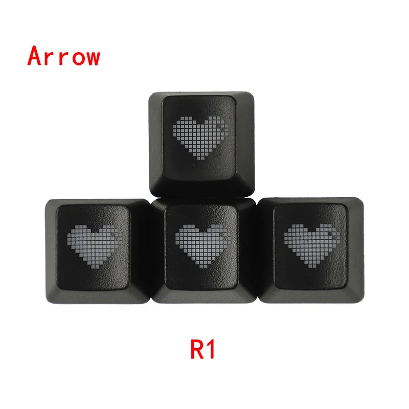 Red Pixel Heart Keycaps Set Of Esc Enter WASD Arrow Key Caps For Mechanical Keyboard OEM Profile ABS Material Double Shot