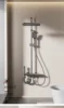Space Aluminum Shower System,LED display Matte Gray Pressurized Shower Bath Shower Set Home Bathroom Drizzle System Set 6