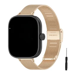 Premium Stainless Steel Metal Watch Strap - Elegant Replacement Wristband Accessory for Mi Band 8 Pro (Rose Gold)