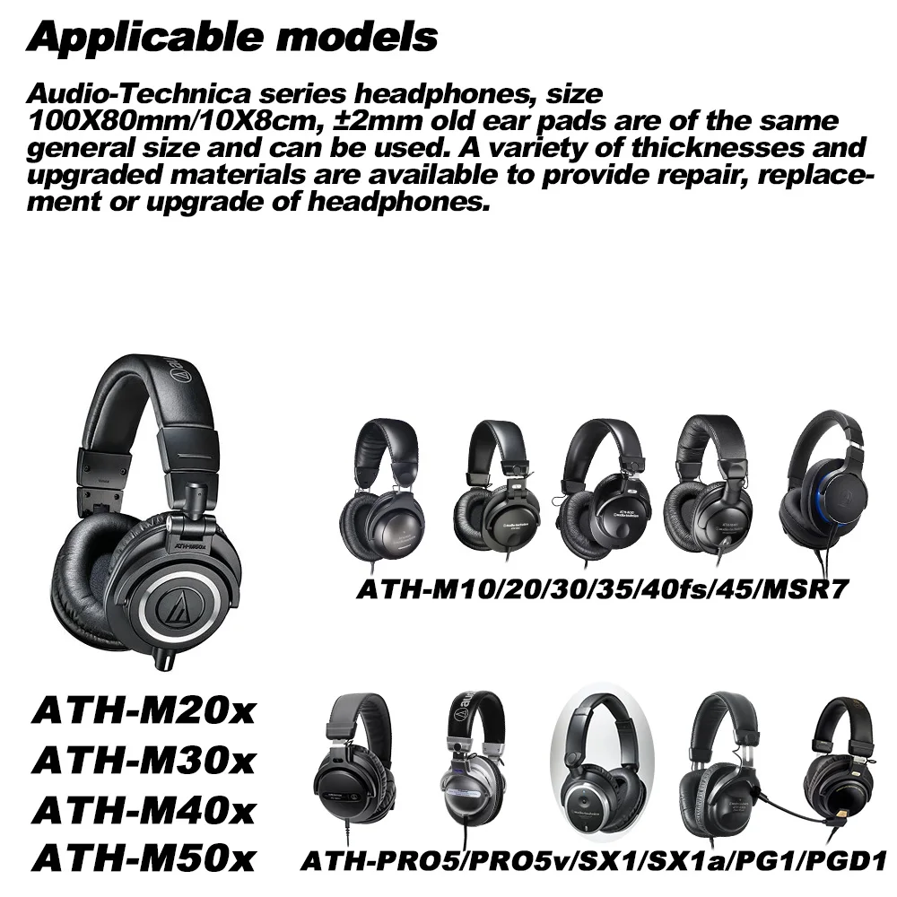 Replacement for Audio-Technica ATH-MSR7b M10X/M20X/M30X/M40X/M50X