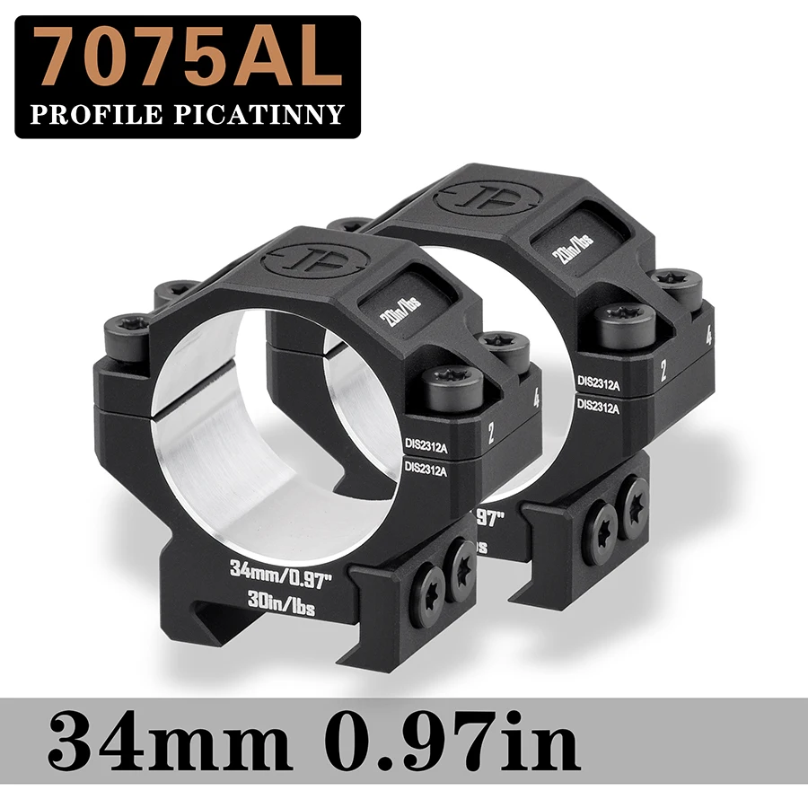 Rifle Scope Mount Ring 7075 Series Aluminum 34mm Medium Profile for Picatinny Rail