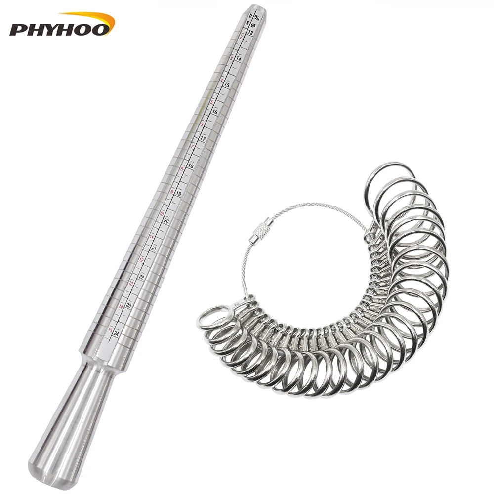 

Ring Mandrel Sizer Metal Jewelry Measure Size 1-13 with Rings Finger Gauge Set of 27 Pcs Circle Models Jewelers Sizers Tools