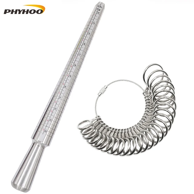 Ring Sizer Measuring Tool Set Metal Ring Sizers Stainless Steel Ring Gauges  Finger Sizer & Ring Mandrel Aluminuml (Size 1-13)