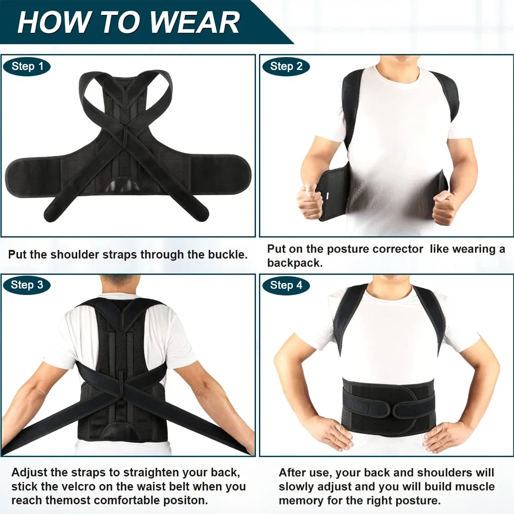 Back Brace Posture Corrector For Women & Men Back Straightener Scoliosis and Hunchback Correction Adjustable Posture Trainer posture corrector