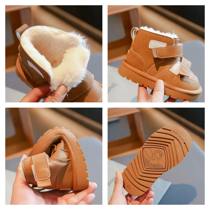 Warm Plush Kids Snow Boots Non Slip Lightweight Winter