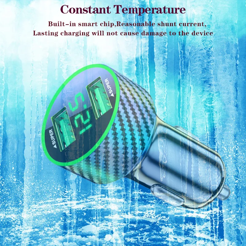 120W 2포트 USB 디지털 실시간 전압 자동차 충전기 QC3.0 자동차 초고속 충전기 휴대폰용 자동차 시가 라이터 어댑터