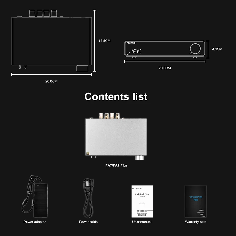 TOPPING PA7/PA7 PLUS Fully Balanced Power Amplifier Pre-Amplifier 210W*2/300W*2 Hi-Res Audio XLR/TRS/RCA Input 2 Gain Settings 6