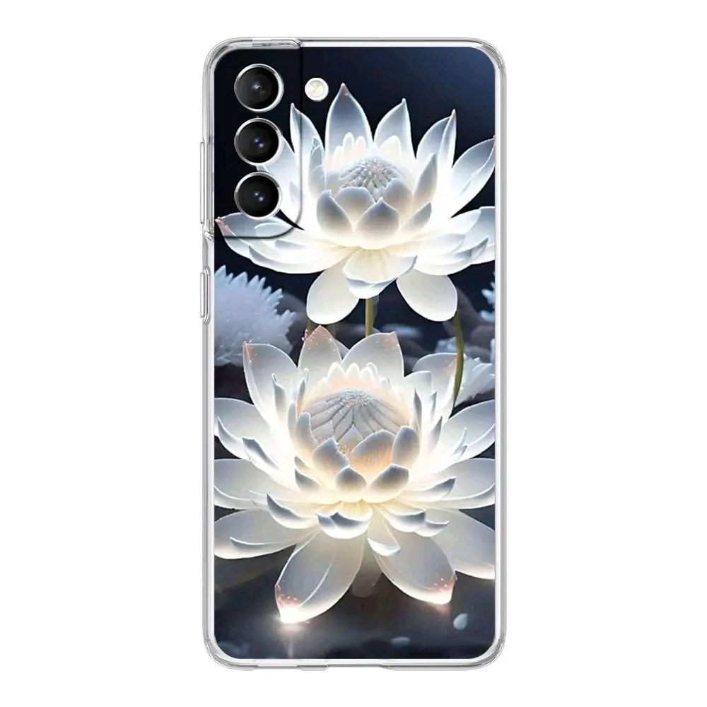 Luxurious Clear Soft Phone Case with Lotus Flower Design