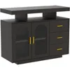 LED Coffee Bar Cabinet Kitchen Storage Cabinet & Sideboard Buffet Cabinets - Shelf Capacity for Dinning Room/Living Room（Black) 5