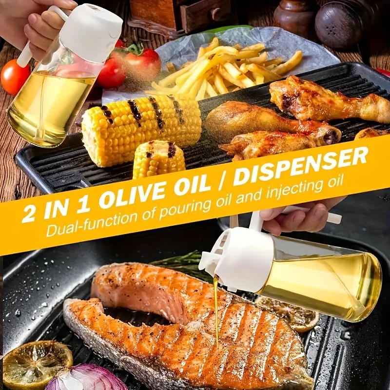 2in1 500ml Glass Oil Sprayer Oil Spray Bottle Oil Tank BBQ Kitchen Baking BBQ Picnic Kitchen Tools for Businesses 2