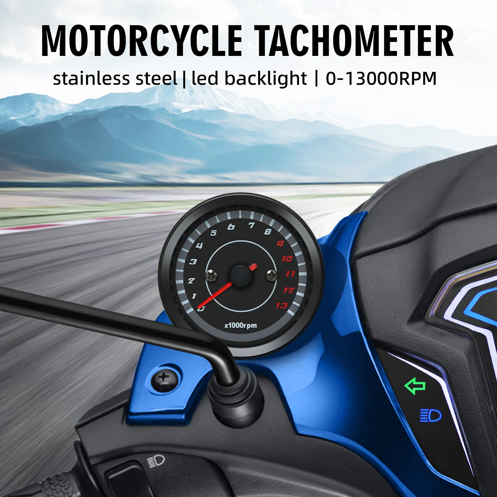 Universal Motorcycle LCD Tachometer 0-13000RPM Tacho Gauge Motobike Accessory fo