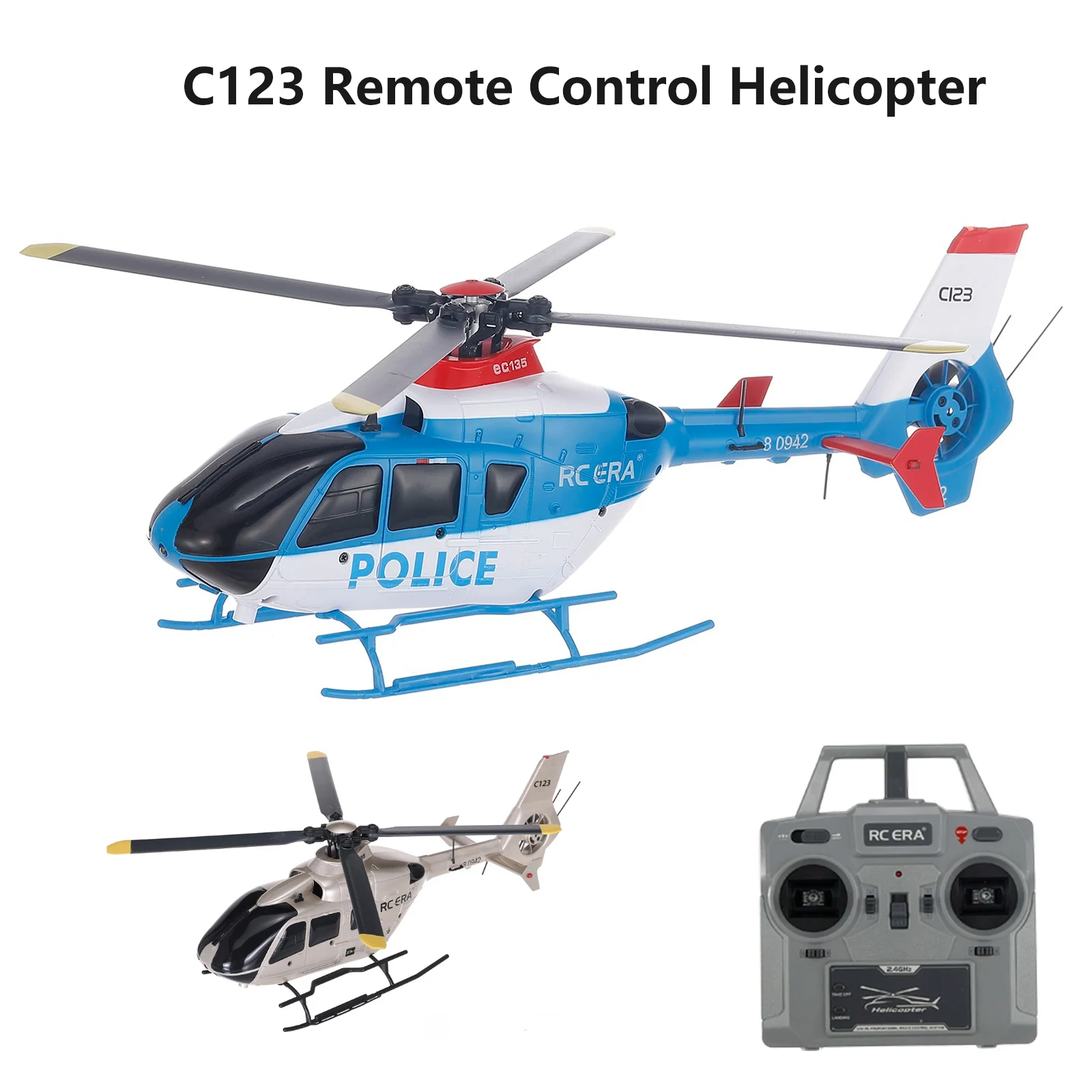 RC EAR C123 RC Helicopter Ec135  Dual Brushless Motor 2.4G 6CH 6-Axis Gyro Optical Flow Localization Altitude Hold Remote RTF 2