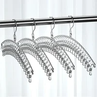 1Pc Stainless Steel Clothes Drying Hanger With 10/16Clips Windproof Clothing Rack Clips Sock Underwear Socks Holder Home Tools 2