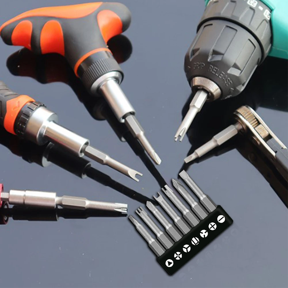 7 Stück 50 mm Schraubendreher-Bit Dreieck (2,6) Y1 U2,6 drei Punkte vier Punkte PH2 SL Kopf 6,35 mm Sechskantschaft für Elektro-Treiber-Werkzeug – Detail 4