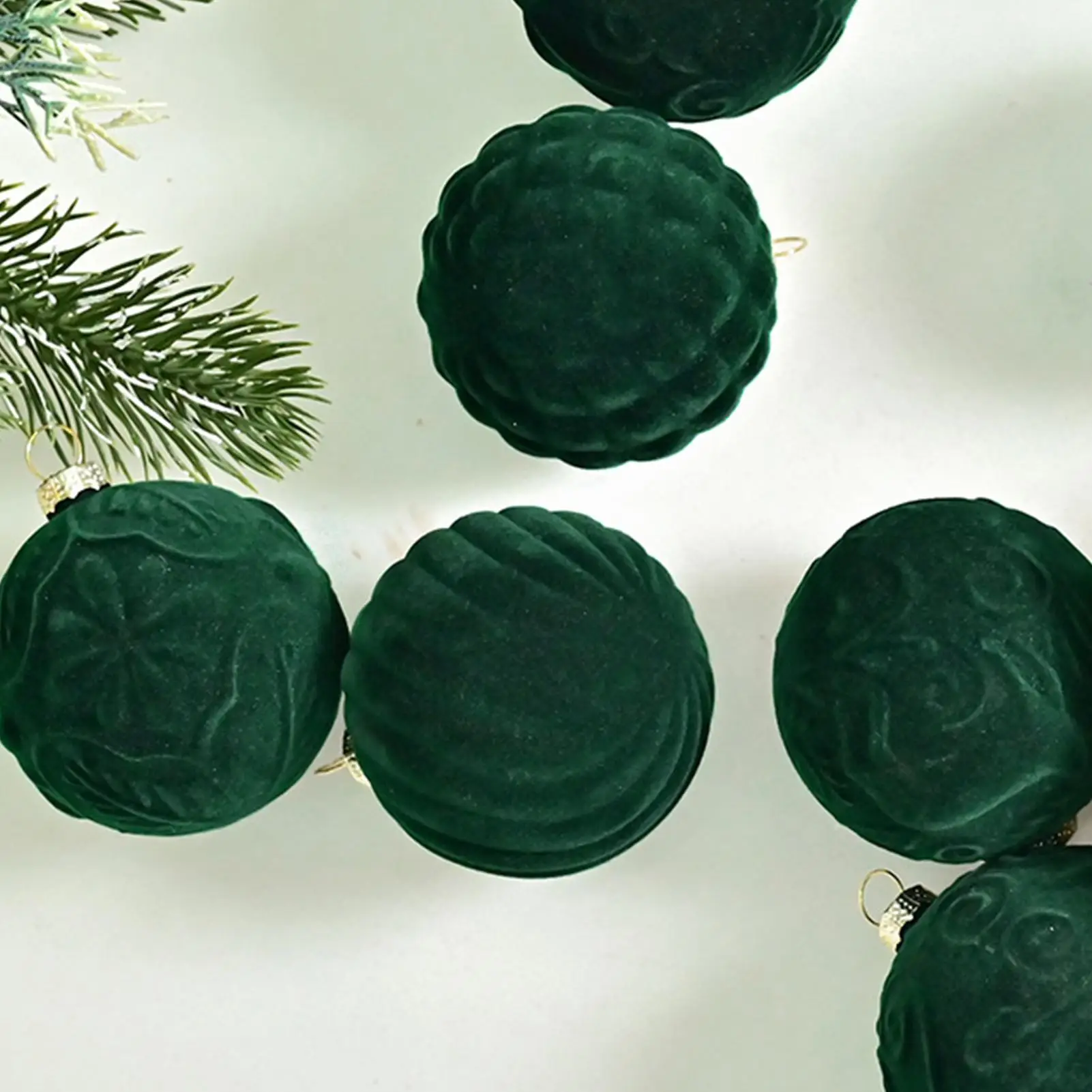 Velvet Christmas Balls 20pcs/box 6cm Flocked Tree Balls Pendant Ornaments Luxurious Design Decoration For Christmas Decoration