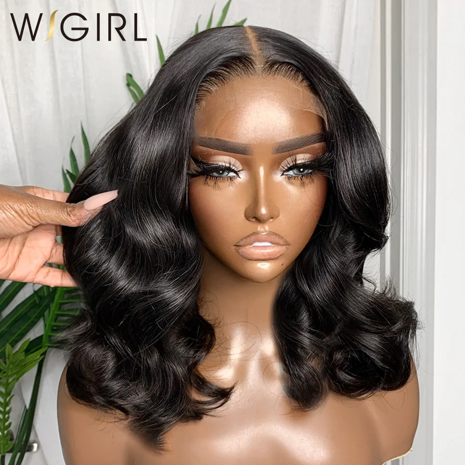 Human Hair Wig 250 Density Short Bob Body Wave 13x4 13x6 Lace Frontal Wigs