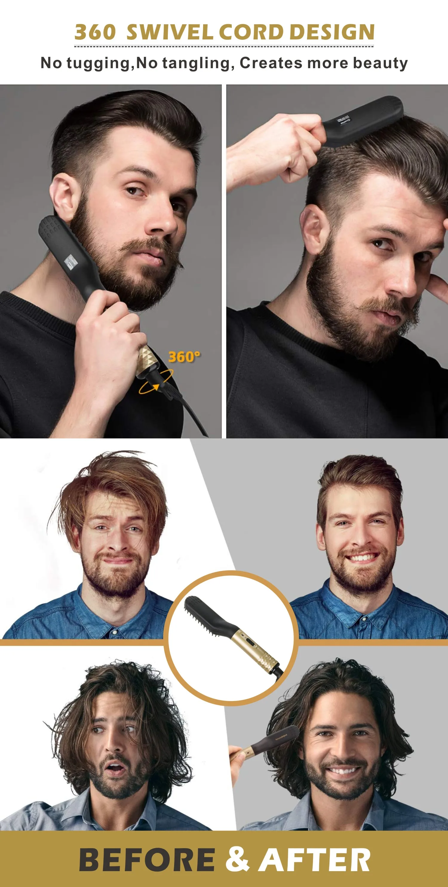 Alisador de Cabelo Modelador de Cabelo Modelador de Cabelo para Homem Multifuncional Pente Escova Barba Cabelo Endireitar Rápido para Homem 8 Computers & Electronics