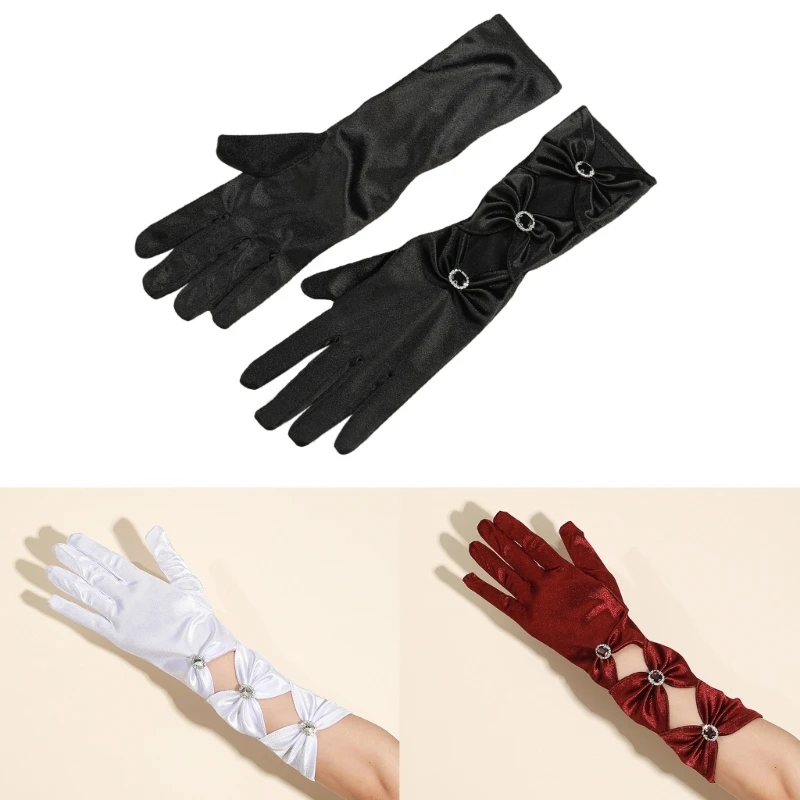 

Satins Gloves Fashion Long Gloves Stage Performances Gloves Party Costume Gloves Women Formal Event Ceremonial Gloves