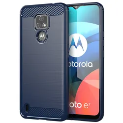 Shockproof Soft Silicone Protective Phone Case - Black for Moto One Fusion (Blue)