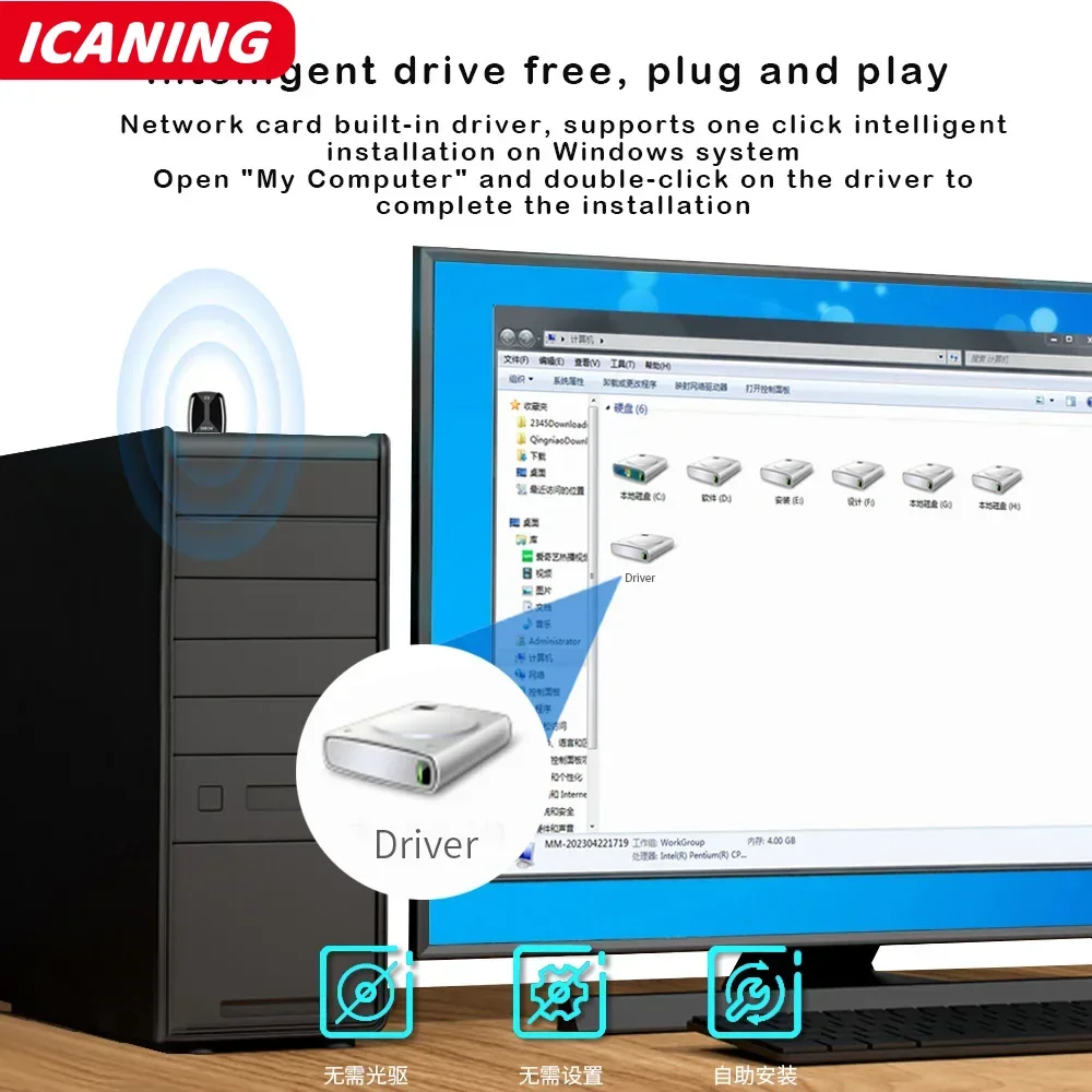 【Limited Time Only】 650Mbps USB Wifi Adapter Dual Band 2.4G/5.8Ghz ...