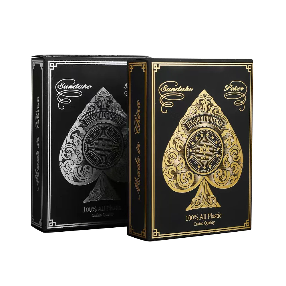 1PCS Silver Gold Foil Border Washable PVC Playing Cards for Fast Fun Competitive Multiplayer Solitaire Game 63*88mm playing cards,plastic playing cards,poker set