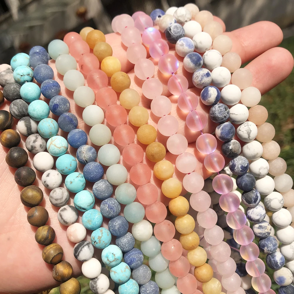 Natural Stone Matte Amazonite Round Beads for Jewelry Making  Perles Gem Loose Beads Diy Bracelet Necklace 15'' 4/6/8/10/12mm