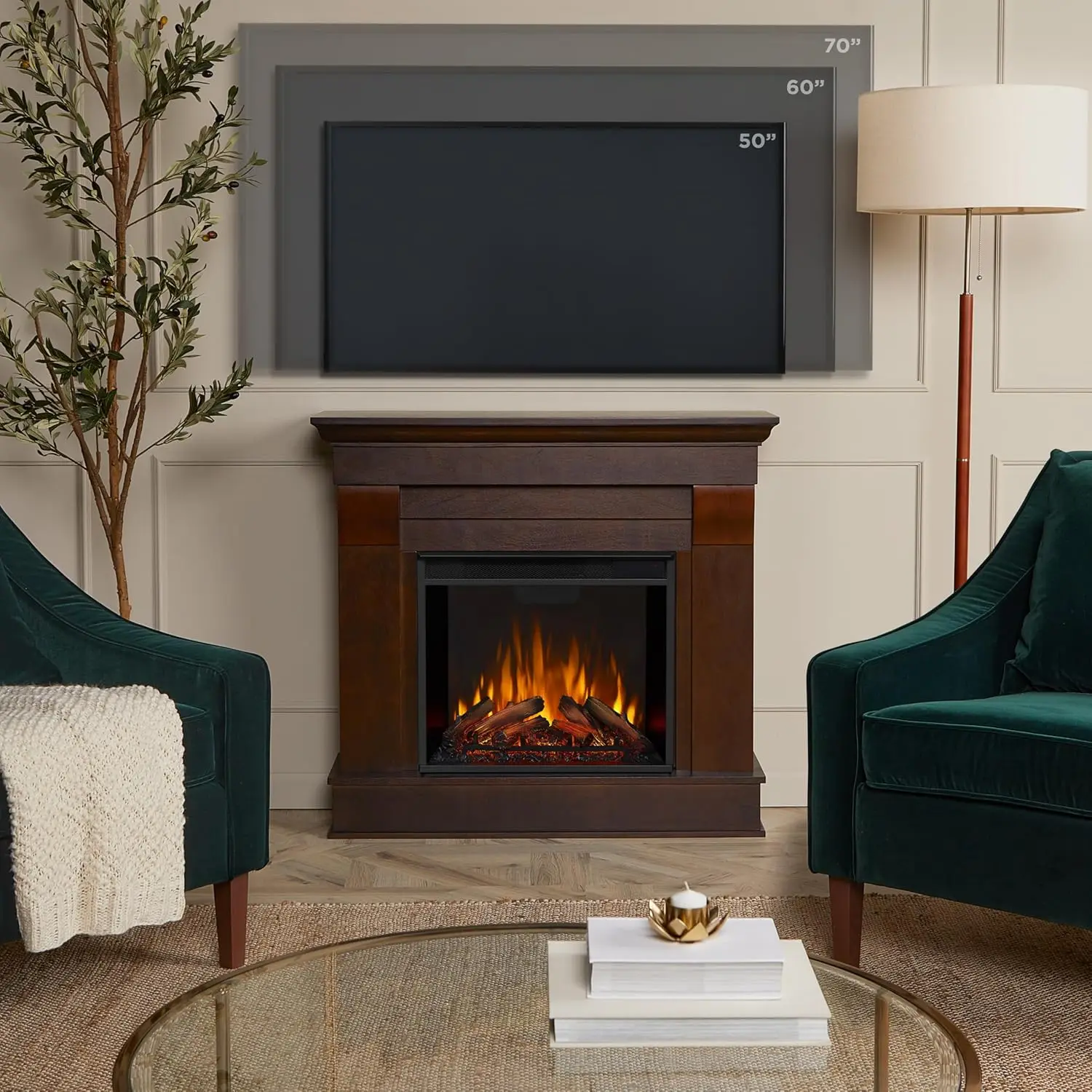 41'Electric Fireplace with Mantel for Living Room or Bedroom, Replaceable Fireplace Insert Heater,Realistic Log and Flame Effect 6