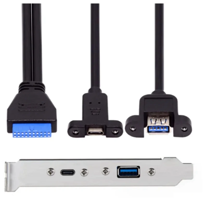 5Gbps Rear USB 3.1 Port Expansion 20Pin To TYPE-C Female And USB 3.0 Female Data Cable With Bezel On Computer Chassis Durable