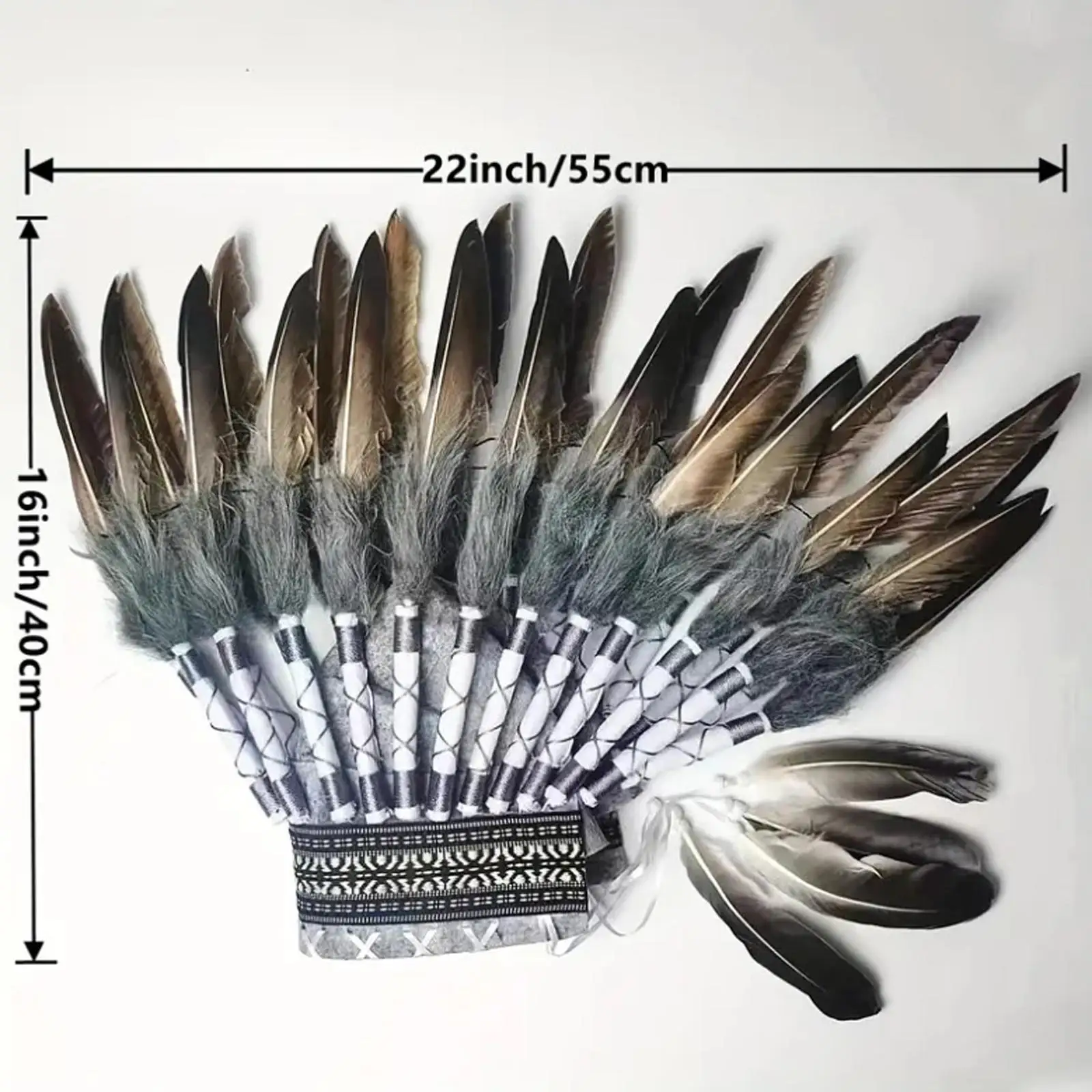 Cosplay Hats American Indian Hat Headwear Feather Headdress Feathers and Beads
