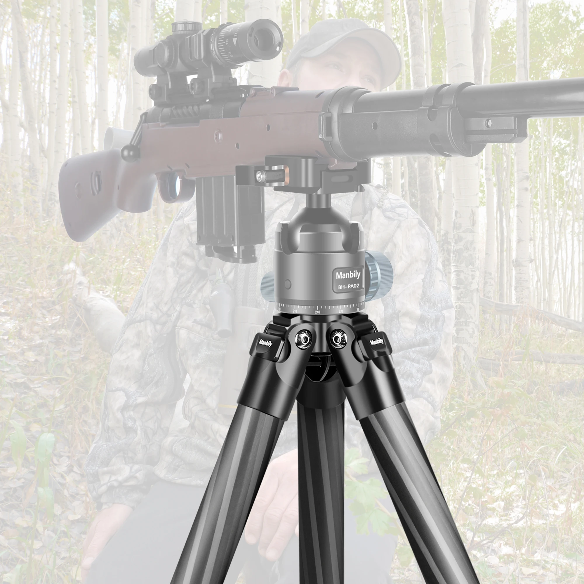 Manbily Heavy Duty Carbon Fiber Hunting tripods For Outdoor