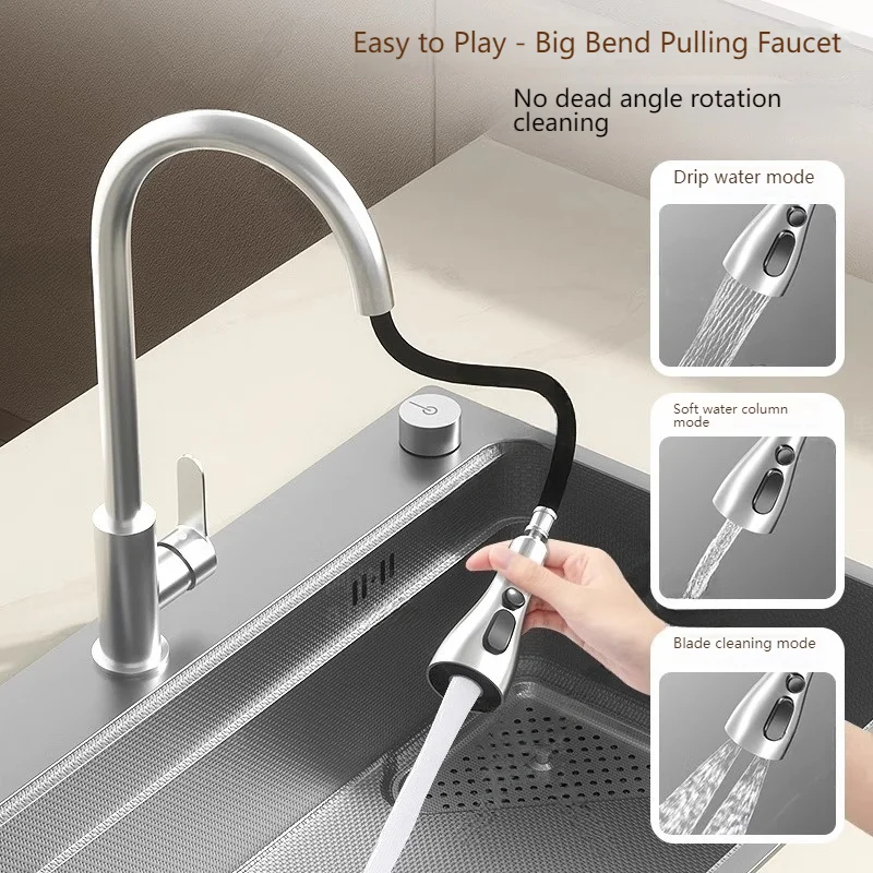 Silver kitchen sink 304 stainless steel Embossed Large Single Slot Multifunctional Undermount Basin Dishwasing Sinks 3
