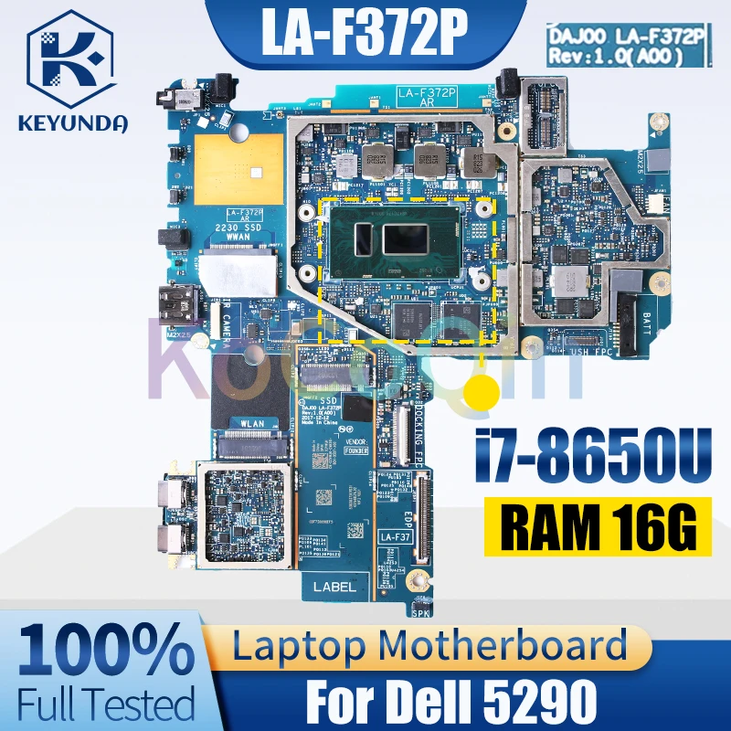 

LA-F372P для Dell 5290 материнская плата для ноутбука 03VWJK SR3L8 i7-8650U RAM 16G материнская плата для ноутбука протестирована полностью