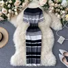 YuooMuoo Lady Stripes Knitted Bodycon Office Dress Summer Slim Elastic Sexy Package Hips Party Dress Women Outfits Vestidos 5