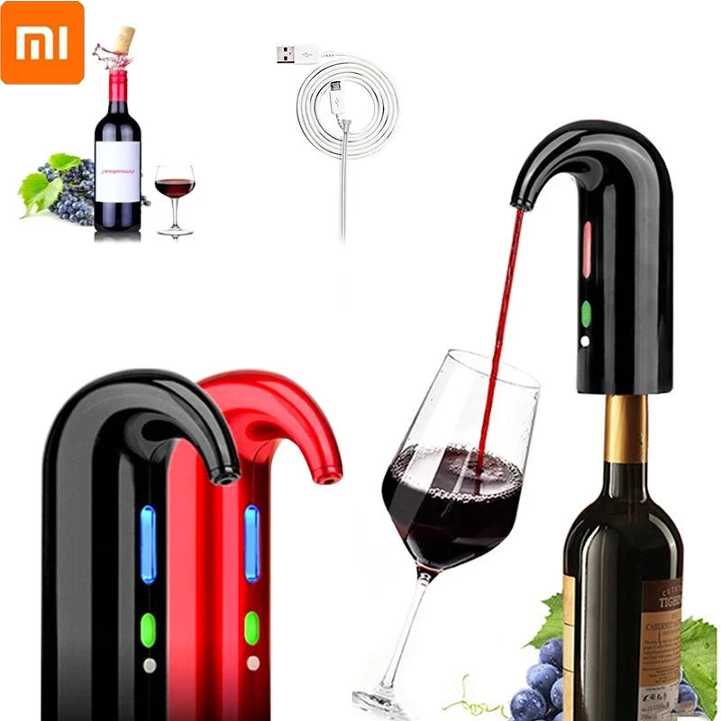 

New Xiaomi Electric Wine Aerator Portable Pourer Instant Wine Decanter Dispenser Pump One-Touch Automatic USB Rechargeable