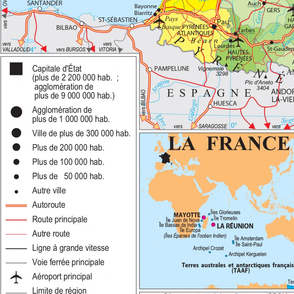A2 42x59cm French Language Traffic Map of France Poster Large Art Wall Decor School Classroom Wall Decoration Supplies