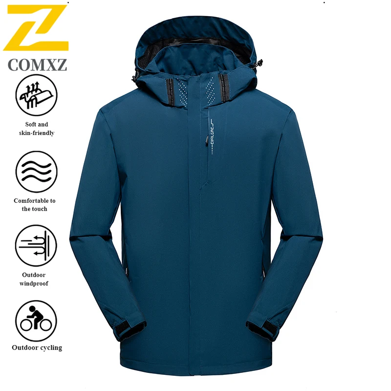 ​Men's Outdoor Hiking Jacket Waterproof Windproof Breathable Tactical Softshell Windbreaker Hooded Camping Travel Sports​ Coat
