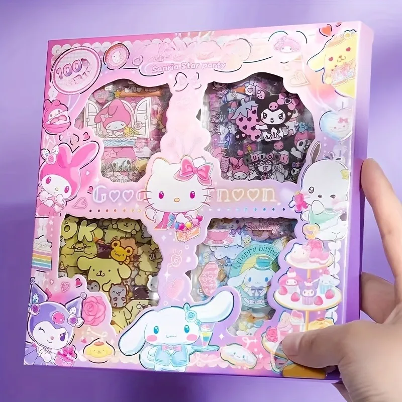 Hello Kitty Sticker Set 100-Piece Waterproof Stationery Gift Box