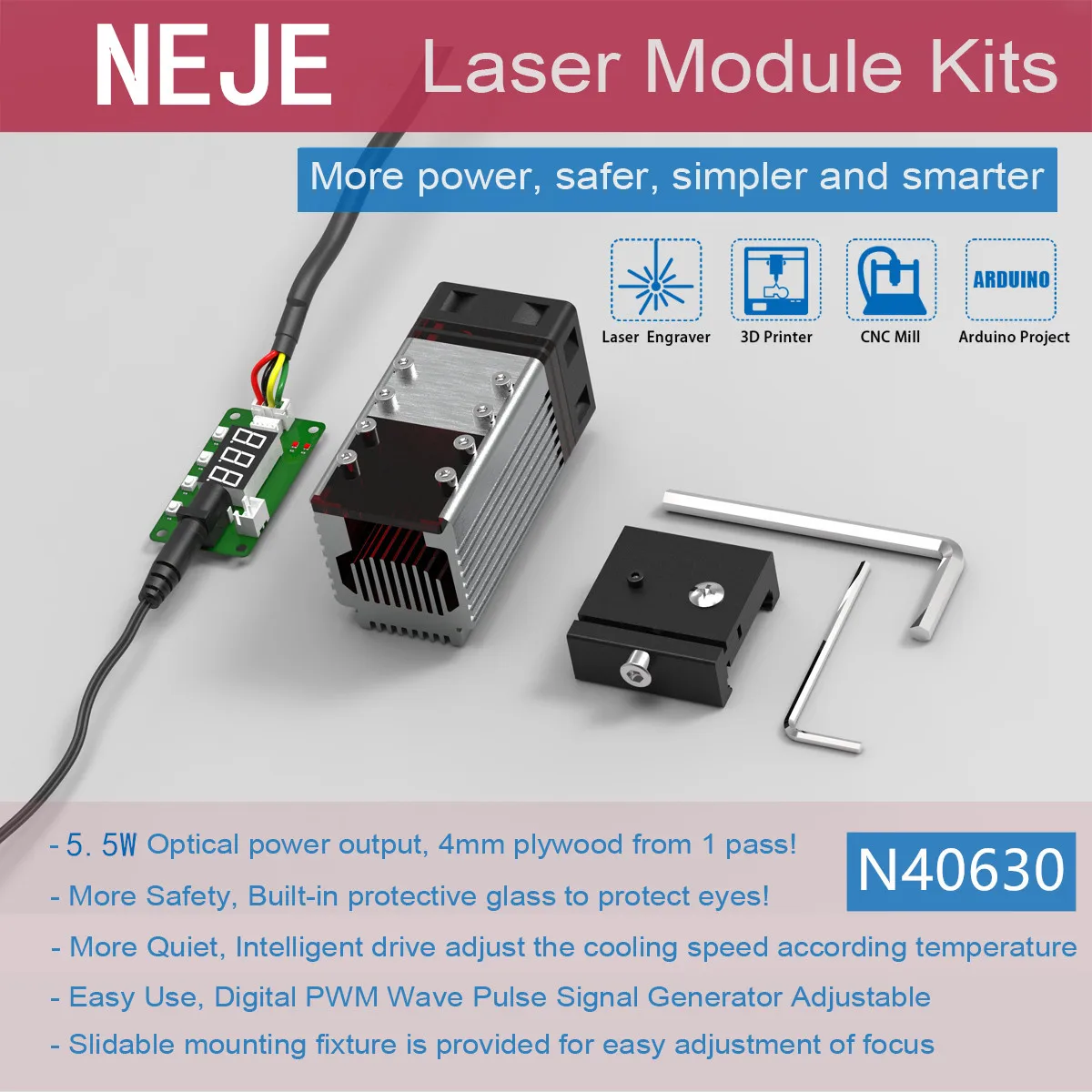 NEJE master N40620 Laser Module Head 450nm Blue Light TTL 40W Module for Laser Engraver Wood Cutting Smarter Tool best wood router Woodworking Machinery