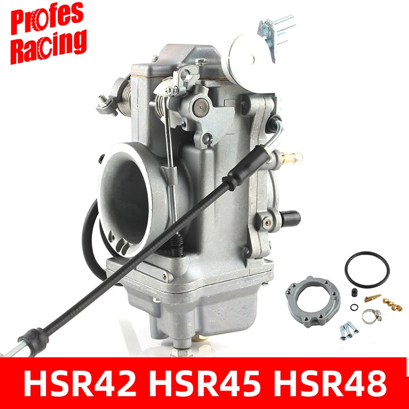 

Карбюратор для мотоцикла Carb HSR42, 45, 48, Mikuni 42 мм, насос акселератора, производительность, фотовспышка, 42-18 Harley EVO, двойная камера для 4T