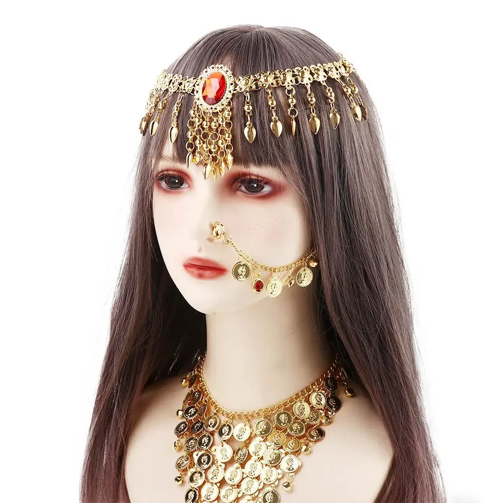 

Bohemian Head Chain Necklace Bead Indian Dance Belly Dance Costumes Diamond Hairband Head Accessories Performance Accessories