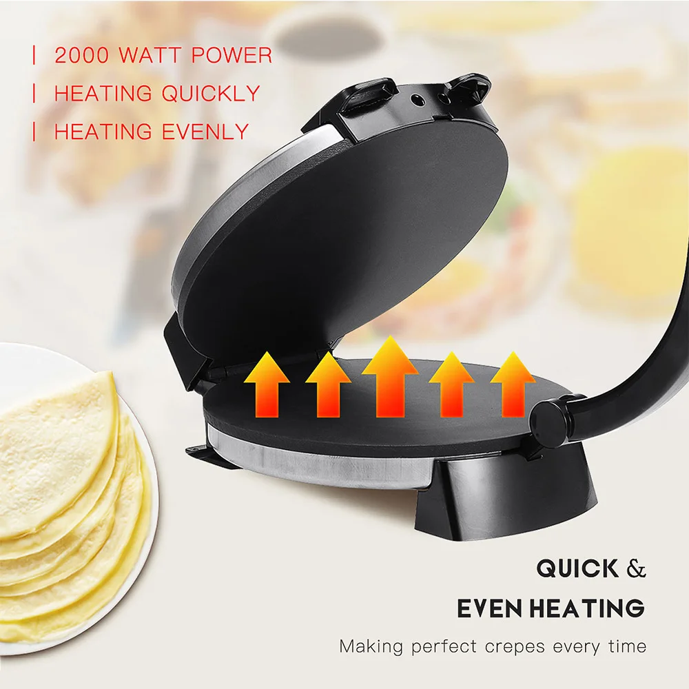 Household 1500W Electric Roti Maker Uniform Heating Non-Stick Adjustable Firepower Tortilla Quesadilla Baking Crepe Pan Maker 3